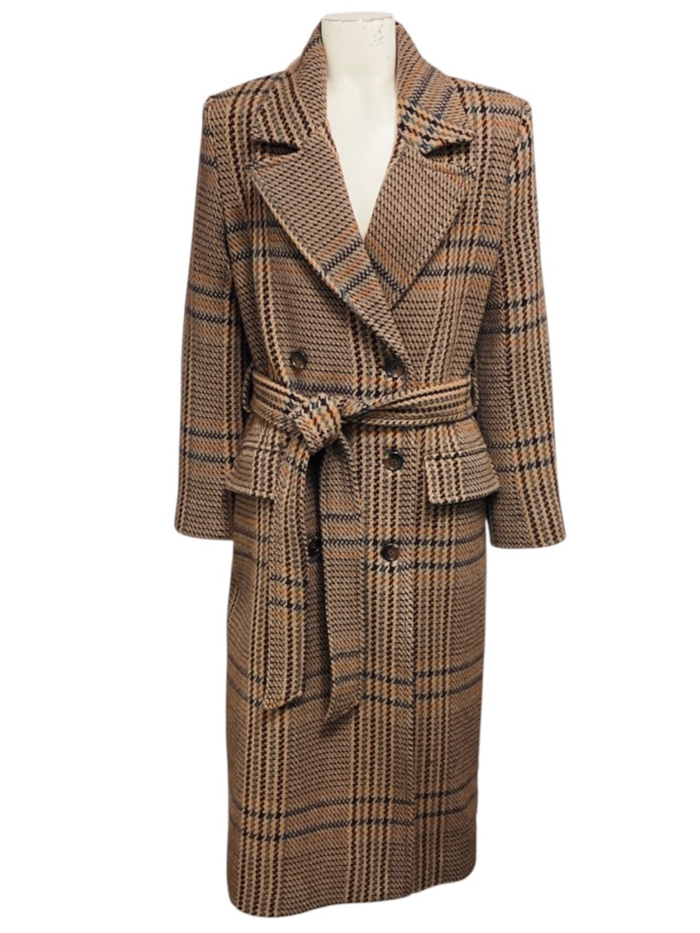 L'AGENCE BROWN PLAID KOLINA LONG COAT
